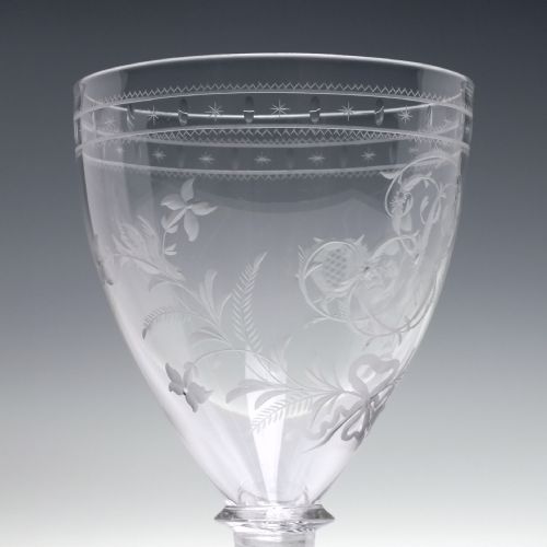 GEORGIAN ENGRAVED ANTIQUE GLASS RUMMER C1820 - ADDITIONAL PHOTO 3