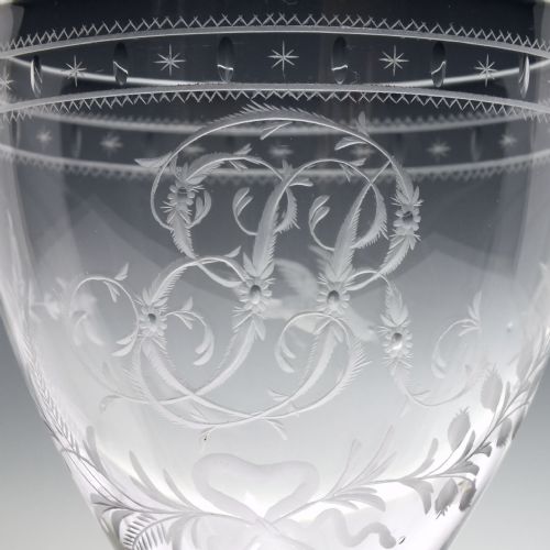 GEORGIAN ENGRAVED ANTIQUE GLASS RUMMER C1820 - ADDITIONAL PHOTO 5