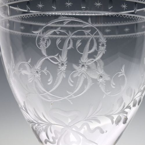 GEORGIAN ENGRAVED ANTIQUE GLASS RUMMER C1820 - ADDITIONAL PHOTO 6