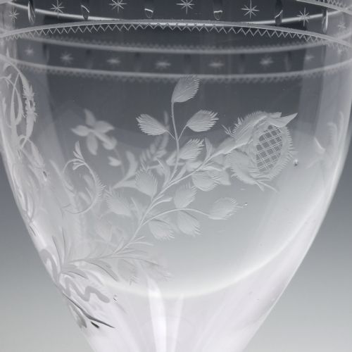 GEORGIAN ENGRAVED ANTIQUE GLASS RUMMER C1820 - ADDITIONAL PHOTO 7