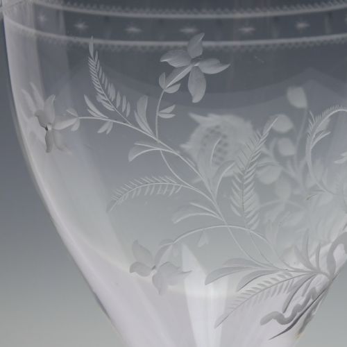 GEORGIAN ENGRAVED ANTIQUE GLASS RUMMER C1820 - ADDITIONAL PHOTO 8