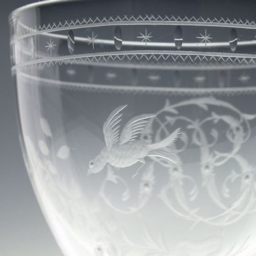 GEORGIAN ENGRAVED ANTIQUE GLASS RUMMER C1820 - ADDITIONAL PHOTO 9