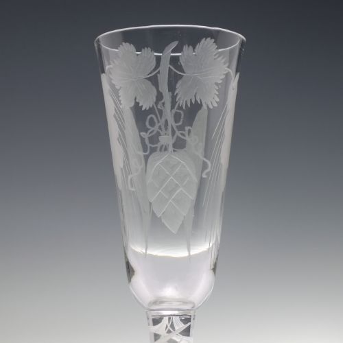 ENGRAVED 18TH CENTURY OPAQUE TWIST ALE GLASS C1760 - ADDITIONAL PHOTO 1