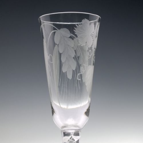 ENGRAVED 18TH CENTURY OPAQUE TWIST ALE GLASS C1760 - ADDITIONAL PHOTO 2