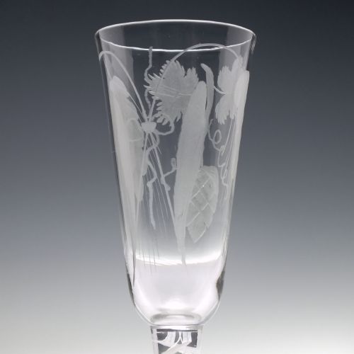 ENGRAVED 18TH CENTURY OPAQUE TWIST ALE GLASS C1760 - ADDITIONAL PHOTO 3