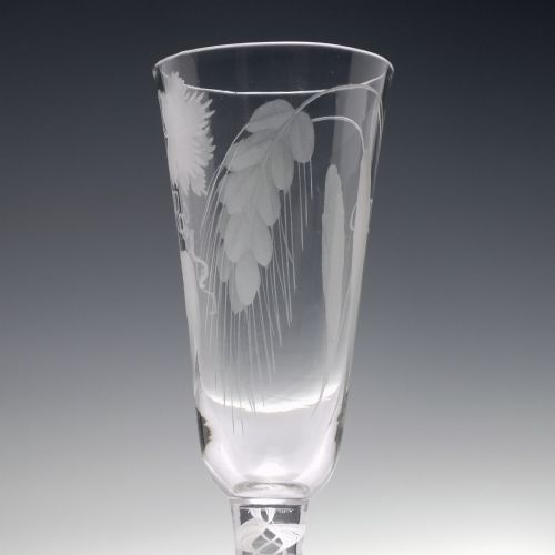 ENGRAVED 18TH CENTURY OPAQUE TWIST ALE GLASS C1760 - ADDITIONAL PHOTO 4