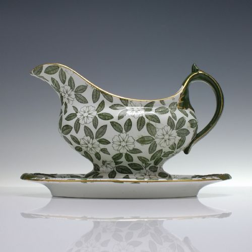 victorian edward f bodley son ironstone sauce boat stand plate c18811895 - CATEGORY: ANTIQUE CERAMICS - DATED VICTORIAN