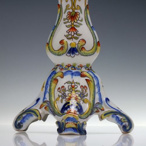 PAIR FRENCH 19TH CENTURY FRENCH FAIENCE ROUEN CANDLE STICKS C1880 - ADDITIONAL PHOTO 5