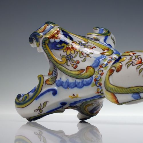 PAIR FRENCH 19TH CENTURY FRENCH FAIENCE ROUEN CANDLE STICKS C1880 - ADDITIONAL PHOTO 6