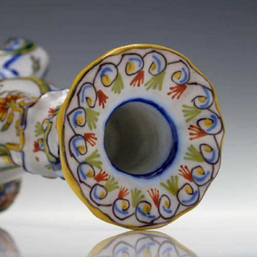 PAIR FRENCH 19TH CENTURY FRENCH FAIENCE ROUEN CANDLE STICKS C1880 - ADDITIONAL PHOTO 7