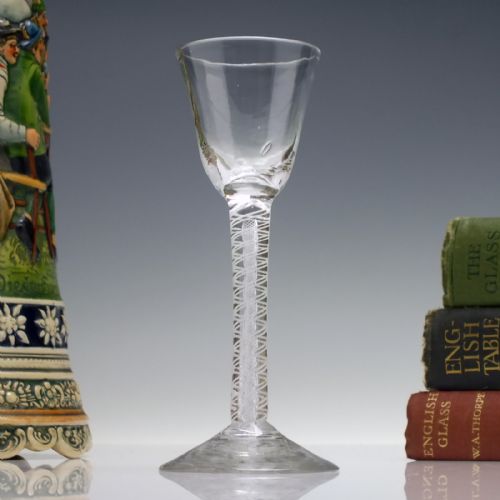 rare 18th century mixed twist wine glass c1760 - CATEGORY: ANTIQUE GLASS - DATED GEORGIAN