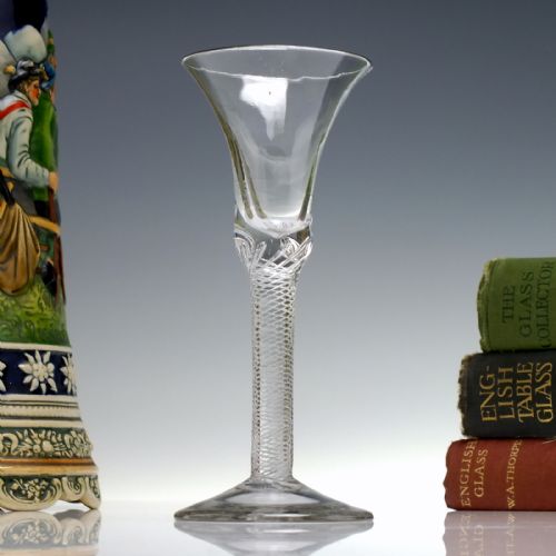 18th century multi spiral two piece air twist wine glass c1750 - CATEGORY: ANTIQUE GLASS - DATED GEORGIAN