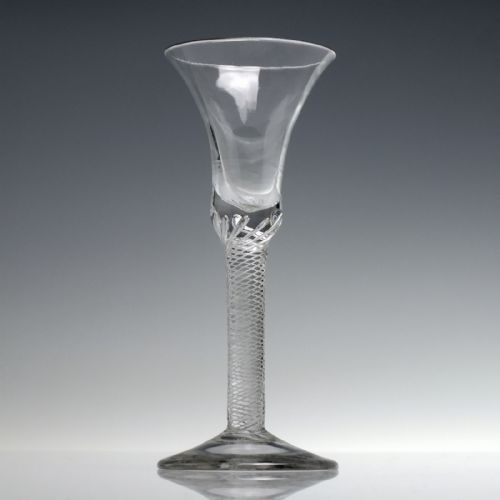 18TH CENTURY MULTI SPIRAL TWO PIECE AIR TWIST WINE GLASS C1750 - ADDITIONAL PHOTO 1