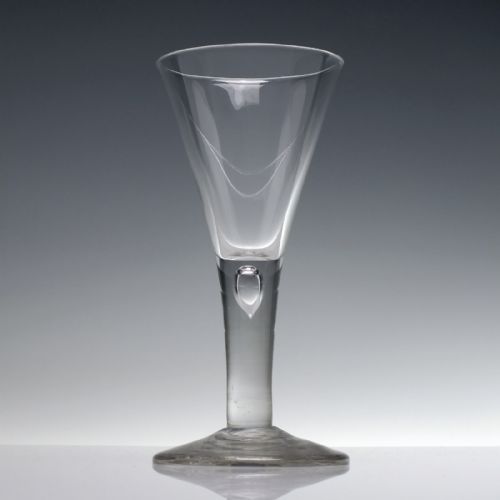 18TH CENTURY DRAWN TRUMPET WINE GLASS WITH AIR TEAR C1750 - ADDITIONAL PHOTO 1