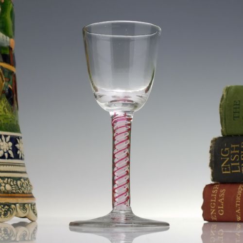 18th century dutch colour twist wine glass c1760 - CATEGORY: ANTIQUE GLASS - DATED GEORGIAN