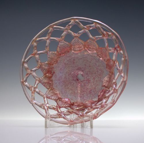 PAIR ITALIAN MURANO OPENWORK IRIDESCENT GLASS BOWLS C1900 - ADDITIONAL PHOTO 3