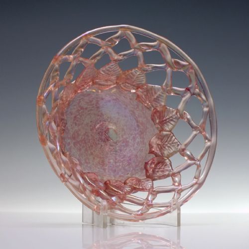 PAIR ITALIAN MURANO OPENWORK IRIDESCENT GLASS BOWLS C1900 - ADDITIONAL PHOTO 4