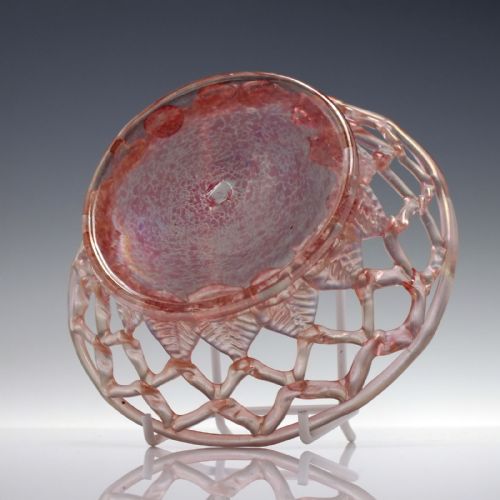 PAIR ITALIAN MURANO OPENWORK IRIDESCENT GLASS BOWLS C1900 - ADDITIONAL PHOTO 6