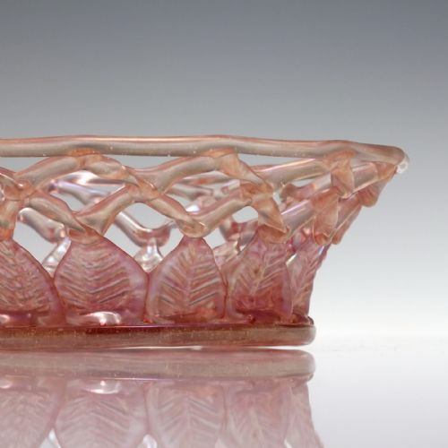 PAIR ITALIAN MURANO OPENWORK IRIDESCENT GLASS BOWLS C1900 - ADDITIONAL PHOTO 7