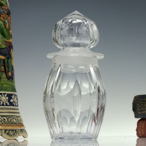 victorian vine engraved glass pickle jar c1880 - CATEGORY: ANTIQUE GLASS - DATED VICTORIAN