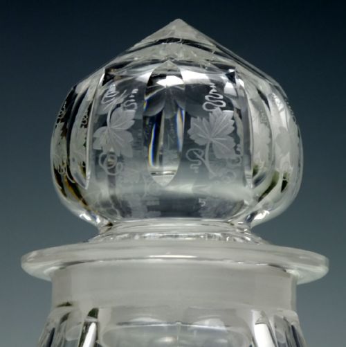 VICTORIAN VINE ENGRAVED GLASS PICKLE JAR C1880 - ADDITIONAL PHOTO 1