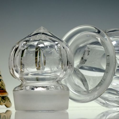 VICTORIAN VINE ENGRAVED GLASS PICKLE JAR C1880 - ADDITIONAL PHOTO 3