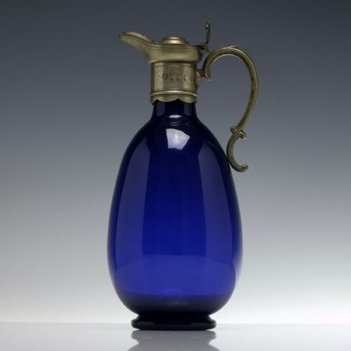 rare 19th century bristol blue claret jug c1840 - CATEGORY: ANTIQUE GLASS - DATED 19TH CENTURY