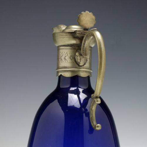 RARE 19TH CENTURY BRISTOL BLUE CLARET JUG C1840 - ADDITIONAL PHOTO 2