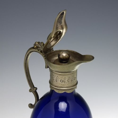 RARE 19TH CENTURY BRISTOL BLUE CLARET JUG C1840 - ADDITIONAL PHOTO 3