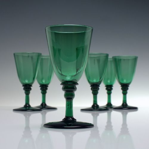 six gerorgian regency bristol green wine glass c1820 - CATEGORY: ANTIQUE GLASS - DATED REGENCY