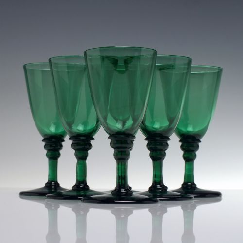 SIX GERORGIAN REGENCY BRISTOL GREEN WINE GLASS C1820 - ADDITIONAL PHOTO 1