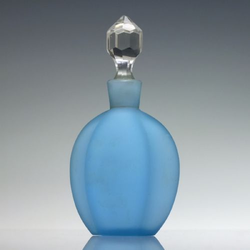 VICTORIAN BLUE SATIN GLASS HAND PAINTED THORNBIRD PERFUME BOTTLE C1870 - ADDITIONAL PHOTO 2