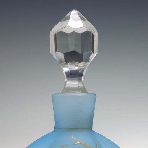VICTORIAN BLUE SATIN GLASS HAND PAINTED THORNBIRD PERFUME BOTTLE C1870 - ADDITIONAL PHOTO 5