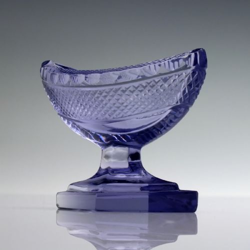 PAIR OF VICTORIAN AMETHYST CUT GLASS SALTS C1880 - ADDITIONAL PHOTO 4