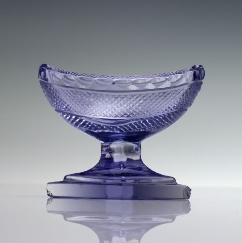 PAIR OF VICTORIAN AMETHYST CUT GLASS SALTS C1880 - ADDITIONAL PHOTO 5