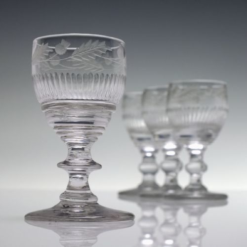 SET OF FOUR 19TH CENTURY SCOTTISH THISTLE ENGRAVED PORT GLASSES C1810 - ADDITIONAL PHOTO 1