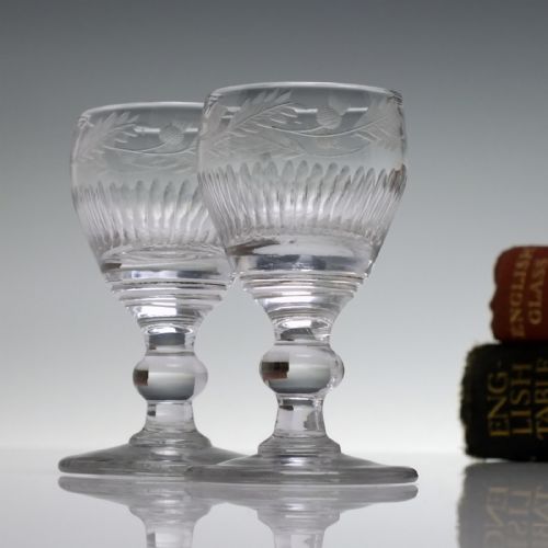 SET OF FOUR 19TH CENTURY SCOTTISH THISTLE ENGRAVED PORT GLASSES C1810 - ADDITIONAL PHOTO 2