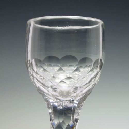 GEORGIAN FACET CUT WINE GLASS C1780 - ADDITIONAL PHOTO 3