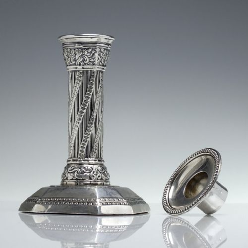 PAIR VICTORIAN STERLING SILVER CORINTHIAN CANDLE STICKS SHEFFIELD 1901 - ADDITIONAL PHOTO 11