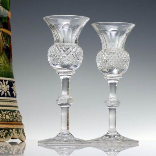 pair of tall victorian scottish thistle dram glasses c1870 - CATEGORY: ANTIQUE GLASS - DATED VICTORIAN