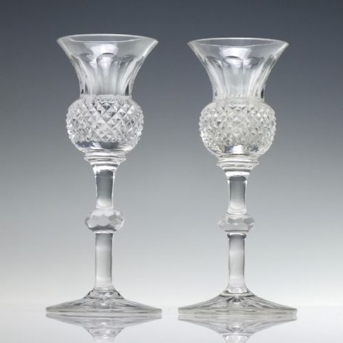 PAIR OF TALL VICTORIAN SCOTTISH THISTLE DRAM GLASSES C1870 - ADDITIONAL PHOTO 1
