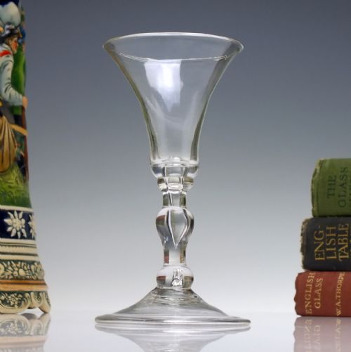 18th century balustroid wine glass c1730 - CATEGORY: ANTIQUE GLASS - DATED GEORGIAN