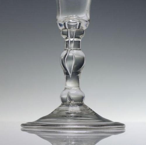 18TH CENTURY BALUSTROID WINE GLASS C1730 - ADDITIONAL PHOTO 3