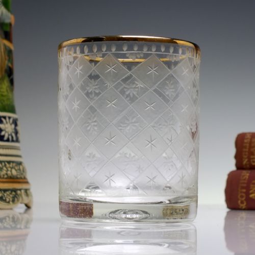 19th century french engraved glass tumbler c1860 - CATEGORY: ANTIQUE GLASS - DATED VICTORIAN