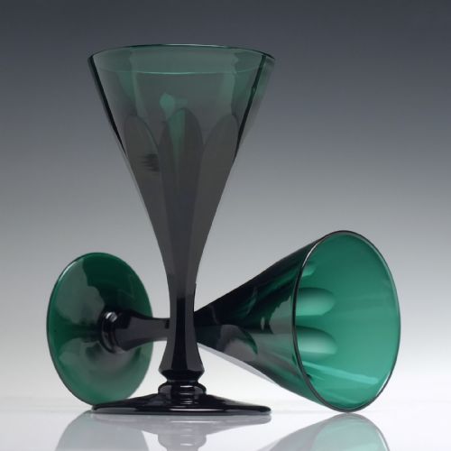 SIX ANTIQUE BRISTOL GREEN WINE GLASSES C1850 - ADDITIONAL PHOTO 5