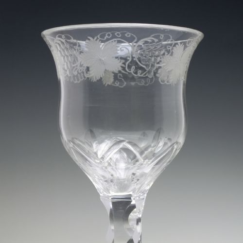 ENGRAVED 18TH CENTURY FACET CUT GLASS GOBLET C1790 - ADDITIONAL PHOTO 2