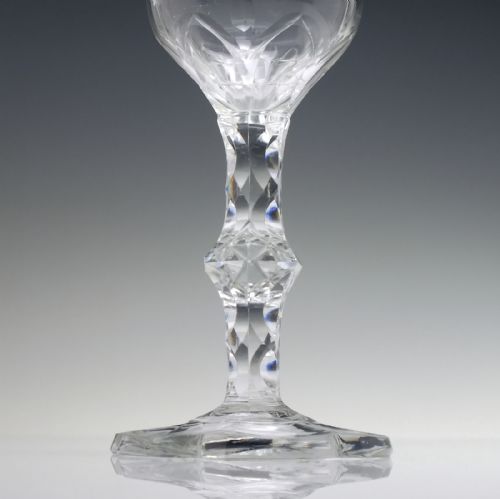 ENGRAVED 18TH CENTURY FACET CUT GLASS GOBLET C1790 - ADDITIONAL PHOTO 3