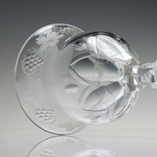 ENGRAVED 18TH CENTURY FACET CUT GLASS GOBLET C1790 - ADDITIONAL PHOTO 5