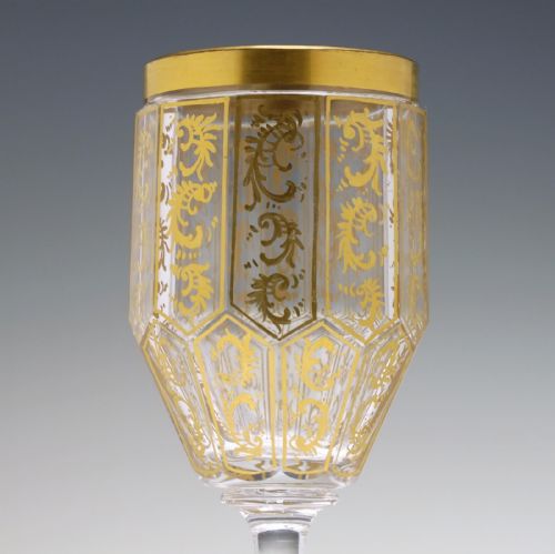 PAIR BOHEMIAN GILDED WINE GLASSES C1820 - ADDITIONAL PHOTO 2