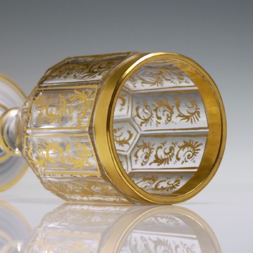 PAIR BOHEMIAN GILDED WINE GLASSES C1820 - ADDITIONAL PHOTO 4